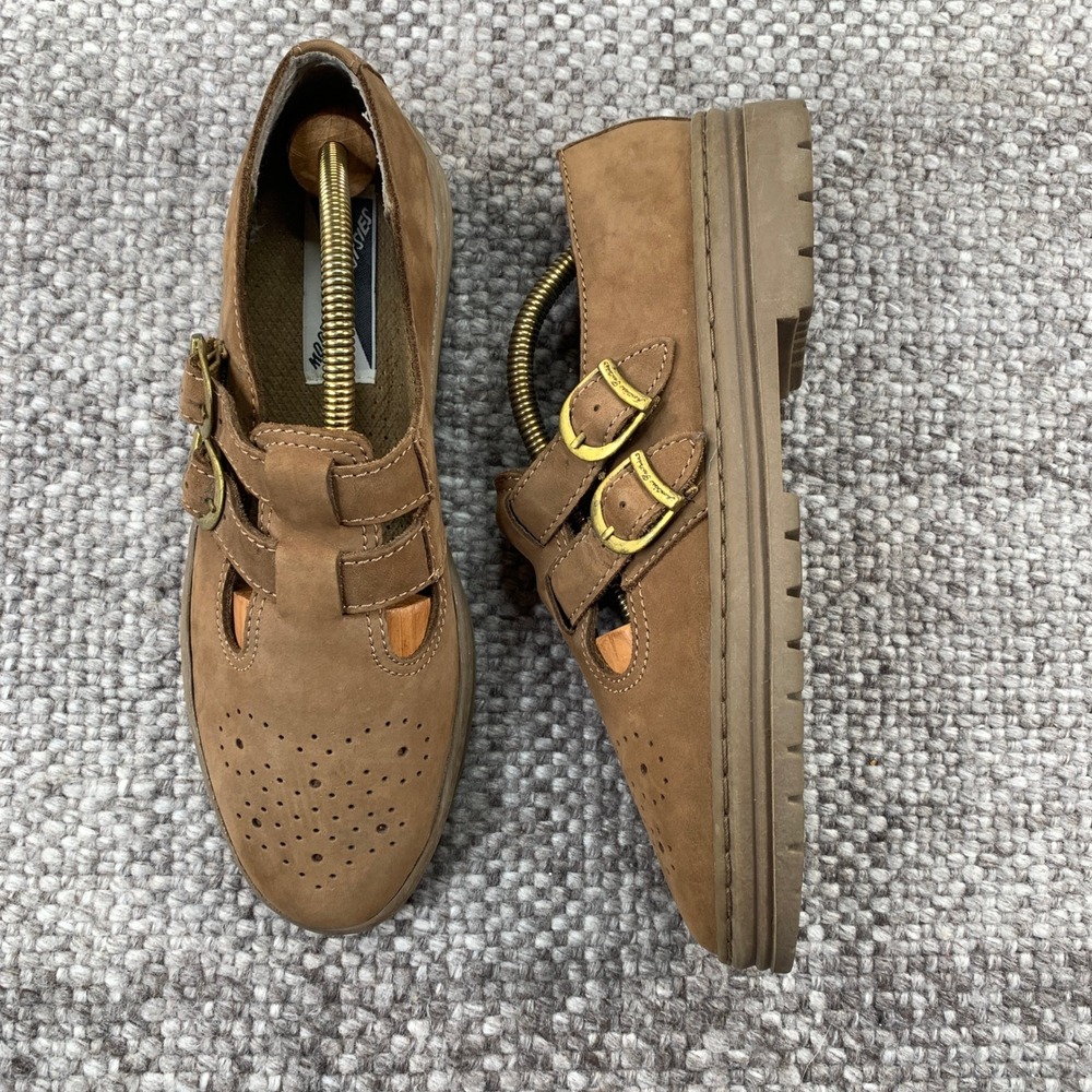 Mootsies Tootsies Fisherman Shoes Womens 10M Brown Leather Double Buckle Lug